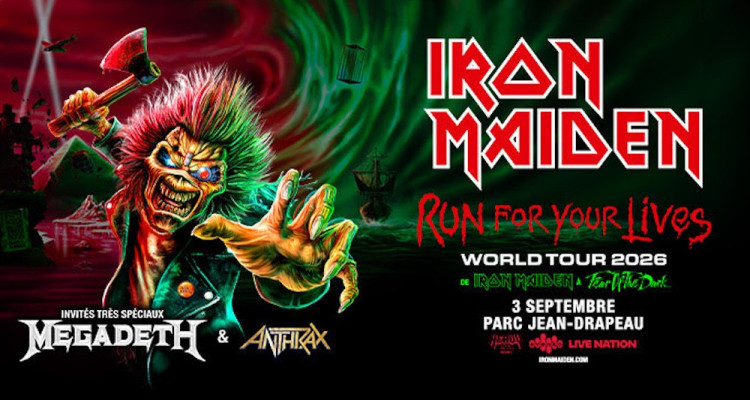 Iron Maiden au parc Jean-Drapeau avec Megadeth et Anthrax en septembre 2026