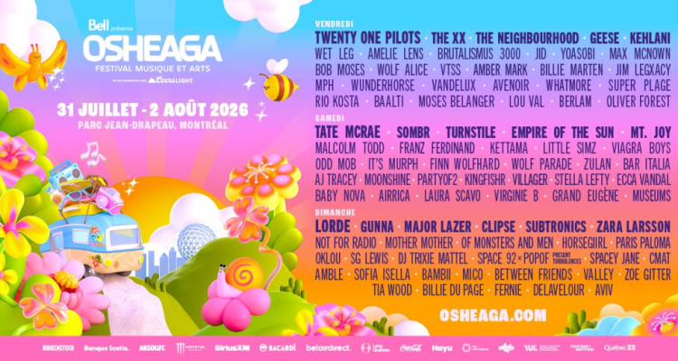 Osheaga 2026 | La programmation intégrale dévoilée avec Twenty One Pilots, Tate McRae et Lorde