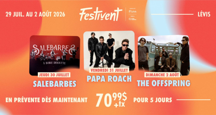 Festivent 2026 | Trois premières têtes d'affiche dévoilées avec Salebarbes, Papa Roach et The Offspring